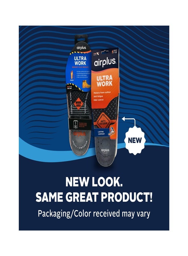 Airplus Ultra Work Memory Plus Shoe Insoles for All Day Comfort and Foot Pain Relief, Mens, Size 7-13 - Image 2